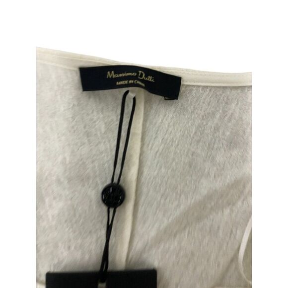 Massimo Dutti Women Shirt XS Cream Wool Cotton Surplice Neckline 5133/791 NWT - Picture 5 of 12